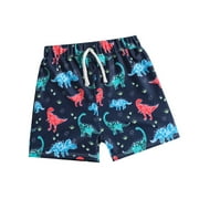 Toddler Swimsuit Boy Cartoon Dinosaur Printed Swim Trunks Swimsuit Beach Shorts Baby Boy Swimsuit Size 4Y Navy